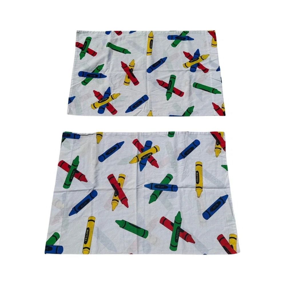 Perfect Fit Crayon Print Full Sheet Set Kids‎ Bedding Colorful Cotton Blend